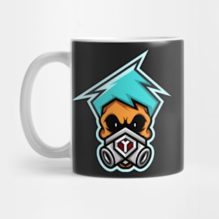 Skull with elastomeric respirator Mug